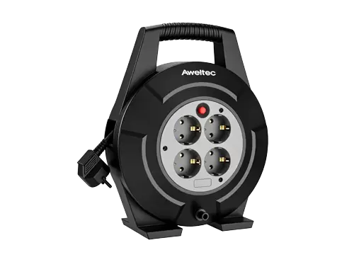 Aweltec 4 ซ็อกเก็ตสาย Reel 10 m/15 m, Schuko Extension Cord Reel พร้อม Thermal Cut-Out, มาตรฐานเยอรมัน, H05VV-F 3G1.5, 3200 W