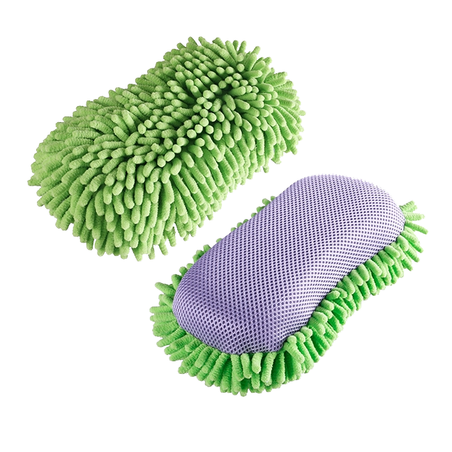 Aweltec 2-in-1 ฟองน้ำล้างรถ Chenille, เครื่องขัดแมลงแบบตาข่าย,