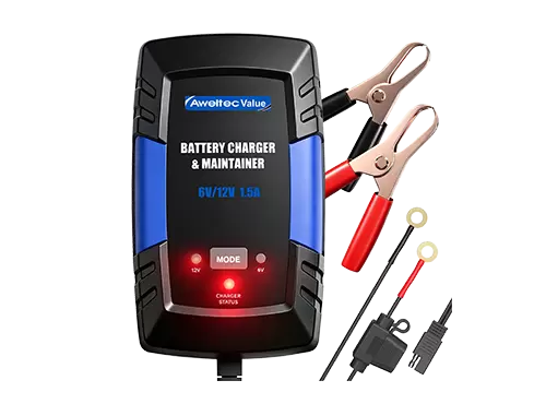Aweltec 6V/12V เครื่องชาร์จแบตเตอรี่ 800mA Smart Maintenance สำหรับรถยนต์รถจักรยานยนต์เครื่องตัดหญ้า