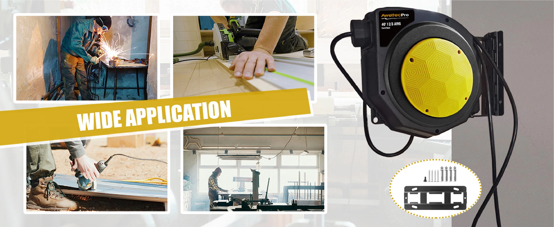 AweltecPro 40FT ม้วนสายไฟต่อแบบยืดหดได้